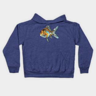 Blue and Orange Shubunkin Goldfish Isolated Kids Hoodie